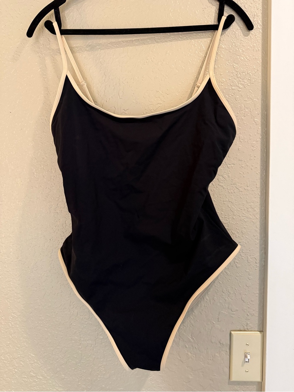 NWOT XL Toteme Scoop Neck Black One-Piece Swimsuit with Cream Trim - Picture 5 of 8